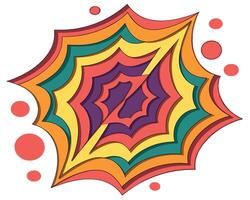 Abstract layered colorful design resembling a flower shape with depth and whimsical artistic qualities. vector