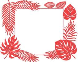 Elegant black and white botanical frame with tropical leaves and palm fronds design vector
