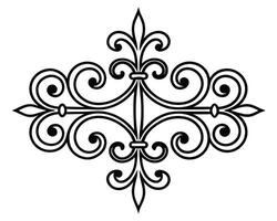Elegant black ornamental fleur de lis swirl design element on white background vector