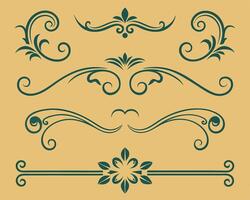 Elegant collection of decorative flourishes and swirls in teal green design vector