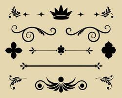 Decorative black flourishes and ornate elements for elegant design projects and creative visuals vector