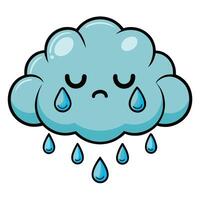A cartoon cloud with tears on it vector