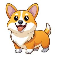 A cartoon corgi dog standing with its tongue out vector