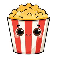 A cartoon popcorn bucket with eyes and a smile vector