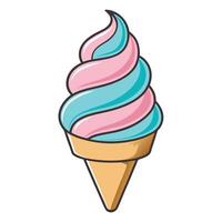 Ice cream cone with pink and blue swirls vector