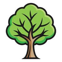 A cartoon tree with green leaves on it vector