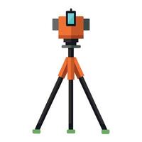 A camera on a tripod with a white background vector