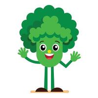 A cartoon broccoli character waving vector