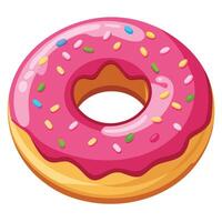 A pink donut with sprinkles on a white background vector