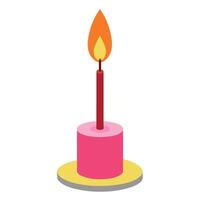 A pink candle with a yellow flame on top vector