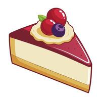 A piece of cheesecake with berries on top vector