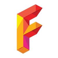 A creative letter F constructed from vibrant folded paper origami, showcasing intricate detail. vector