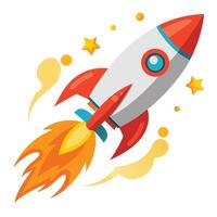 A cartoon rocket flying through the air vector
