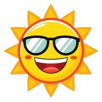 A cartoon sun with sunglasses on a white background vector