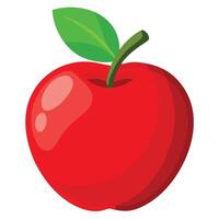 An apple with a green leaf on it vector