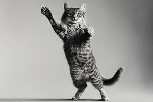 playful cat standing on hind legs photo