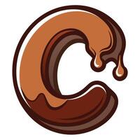 A delicious letter C shaped from glossy chocolate syrup, a tempting and sweet food concept. vector