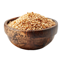 Wooden Bowl Filled with Healthy Sesame Seeds on Transparent Background png