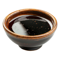 Elegant Serving Bowl Filled with Soy Sauce for Dipping and Cooking Isolated on Transparent Background png