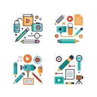 Content Creation Icons Bundle vector