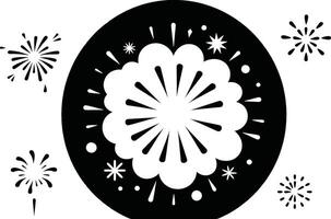 Fireworks in a circle with a black and white design vector