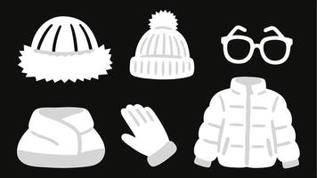 Winter clothes and accessories set on a black background vector