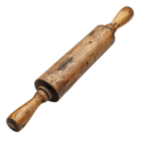 Old Wooden Rolling Pin with Scratched Surface Isolated on Transparent Background png