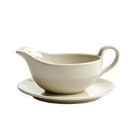 Ceramic Sauce Boat with Saucer in Muted Color Palettes and Glossy Glaze Finish Isolated on Transparent Background png