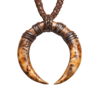 Rustic Style Animal Claw Pendant with Natural Textures and Leather Strap Isolated on Transparent Background png