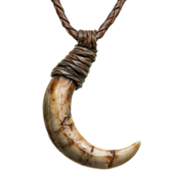 Handmade Ethnic Bear Claw Necklace Featuring Natural Materials and Traditional Leather Binding Isolated on Transparent Background png