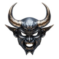 Ornate Demon Mask with Elaborate Horns and Carved Face Isolated on Transparent Background png