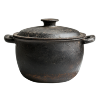 Heavy Cast Iron Dutch Oven Cookware with Aged Finish and Handle Isolated on Transparent Background png