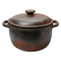 Weathered Cast Iron Pot with Lid Isolated on Transparent Background png