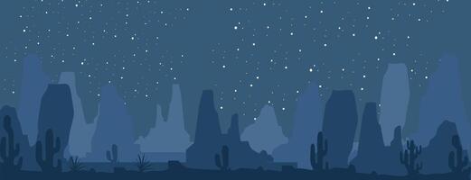 Night Desert Scene Flat Graphic vector