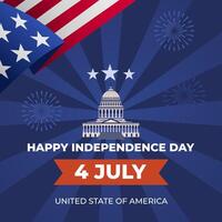 Independence Day graphic with fireworks vector