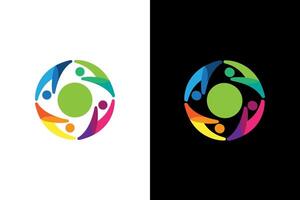 Colorful Abstract Teamwork Logo Design Concept vector