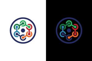 Interconnected Circular Elements Modern Network Logo vector