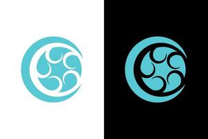 Turquoise Circle with Abstract White Design vector