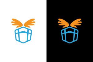 Modern Winged Container Logo Design Concept vector