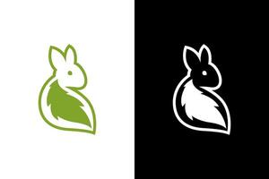 Minimalist Rabbit and Leaf Logo Design vector