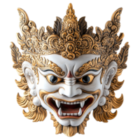 Decorative Balinese Mythological Mask Isolated on Transparent Background png