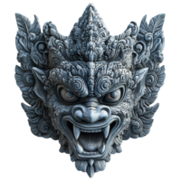 Demon Mask with Elaborate Carvings Isolated on Transparent Background png