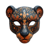 Decorative Jaguar Mask Featuring Hand-Painted Details on Transparent Background png