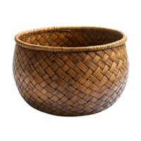Woven Rattan Basket Made by Hand Using Natural Fiber Materials Isolated on Transparent Background png