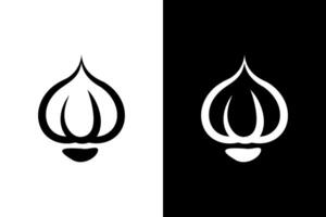 Minimalist Garlic Bulb Illustration in Black and White vector
