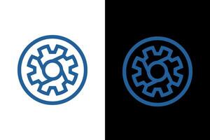 Symmetrical Cogwheel Design on Contrasting Backgrounds vector
