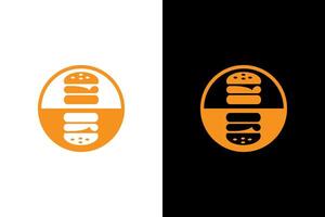 Simple Burger Icon in Orange Circle vector