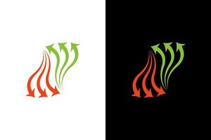Upward Arrows in Red and Green vector