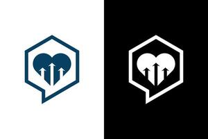 Heart Growth Arrows Inside Hexagon Icon vector
