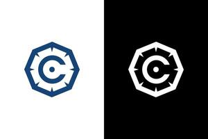 Modern Octagon C Letter Logo Design vector